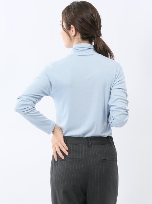 吸湿発熱 シアーテレコ タートルネック プルオーバー