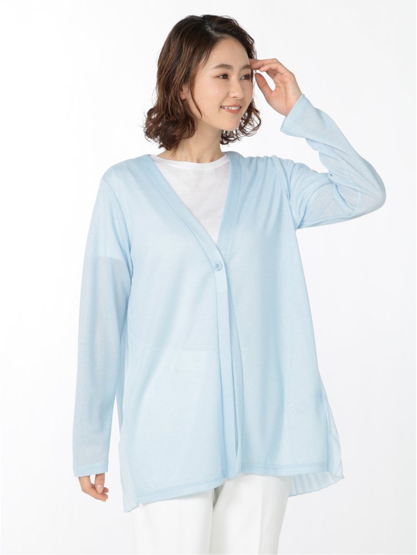 レーヨン混 バックプリーツ Vカーディガン(M 70青): トップス | TAKA-Q  