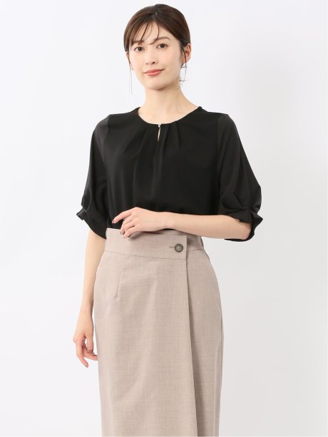 シルケットポンチ ビジュー付き 半袖プルオーバー