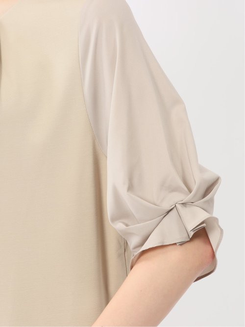 シルケットポンチ ビジュー付き 半袖プルオーバー