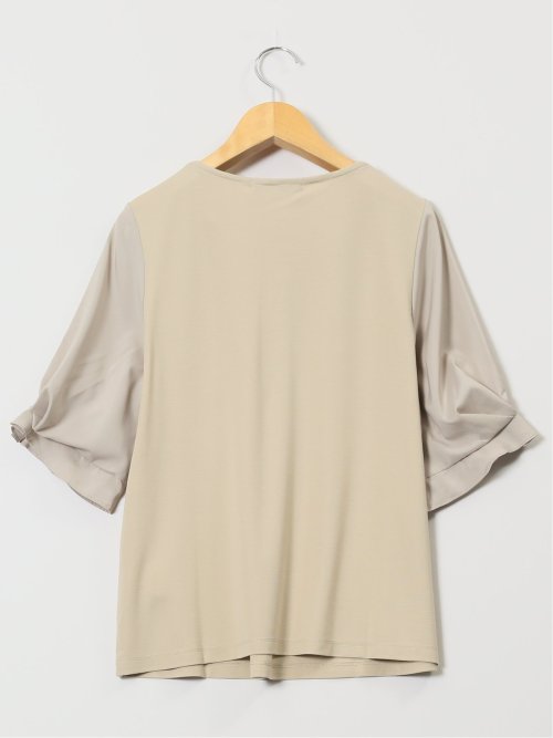 シルケットポンチ ビジュー付き 半袖プルオーバー