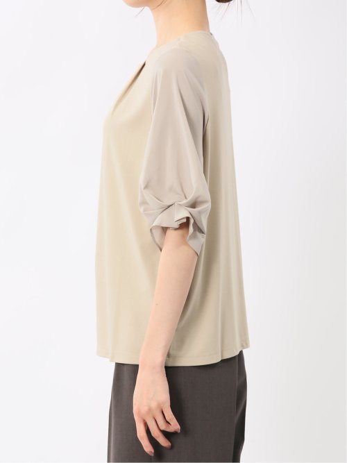 シルケットポンチ ビジュー付き 半袖プルオーバー