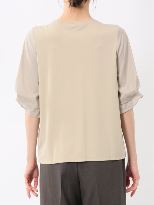 シルケットポンチ ビジュー付き 半袖プルオーバー