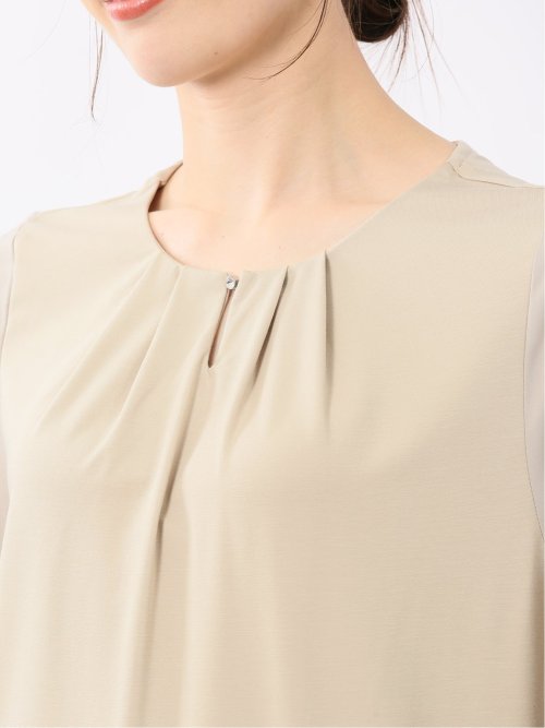 シルケットポンチ ビジュー付き 半袖プルオーバー
