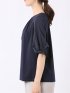 Tシャツ プルオーバー レディース 半袖 ストレッチ クルーネック 無地 袖布帛