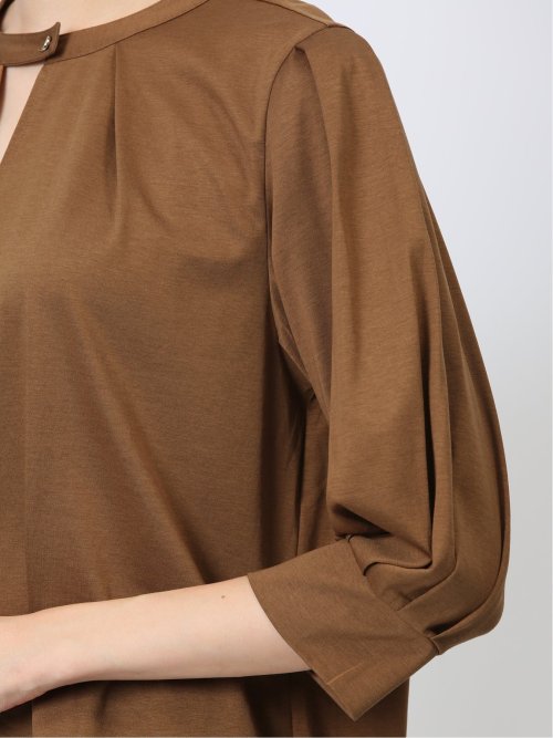 デザインネック 7分袖プルオーバー