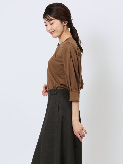 デザインネック 7分袖プルオーバー