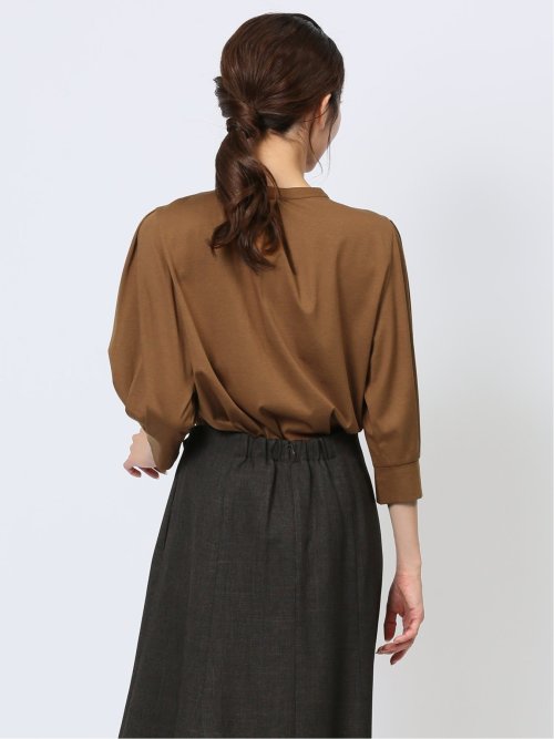 デザインネック 7分袖プルオーバー