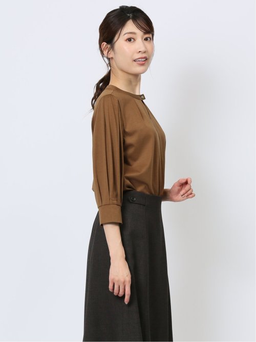 デザインネック 7分袖プルオーバー