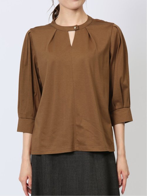 デザインネック 7分袖プルオーバー