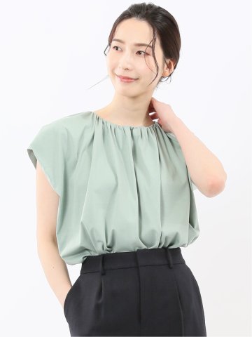 ギャザーネック 半袖プルオーバー