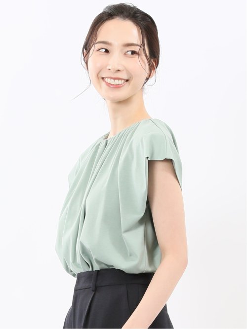 ギャザーネック 半袖プルオーバー