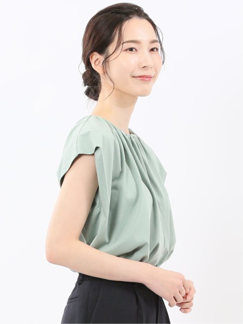 ギャザーネック 半袖プルオーバー