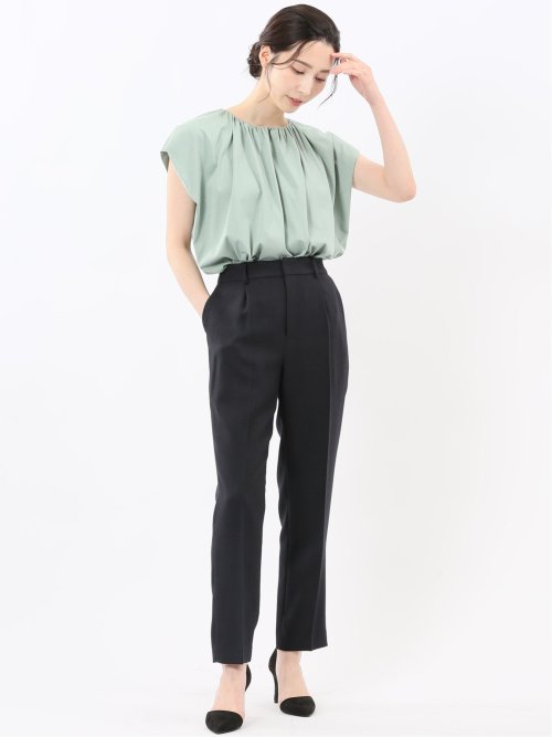 ギャザーネック 半袖プルオーバー