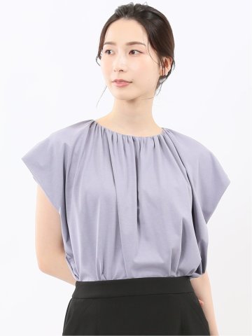 ギャザーネック 半袖プルオーバー