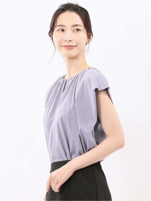 ギャザーネック 半袖プルオーバー