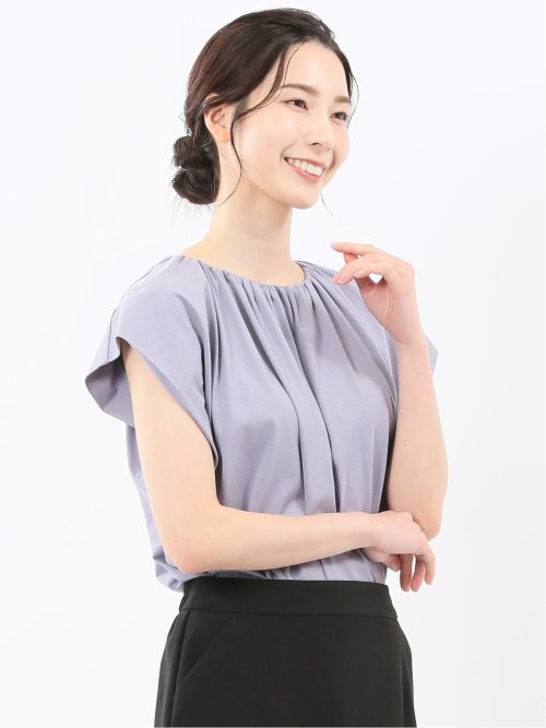 ギャザーネック 半袖プルオーバー