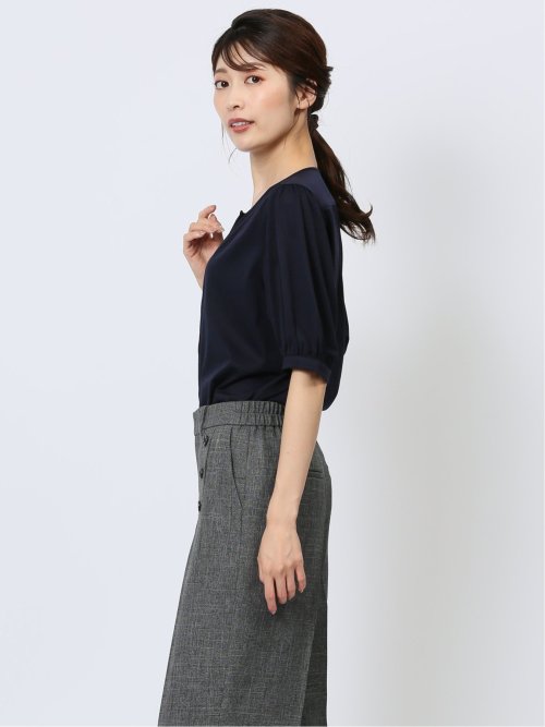 比翼 クルーネック 半袖ブラウソー