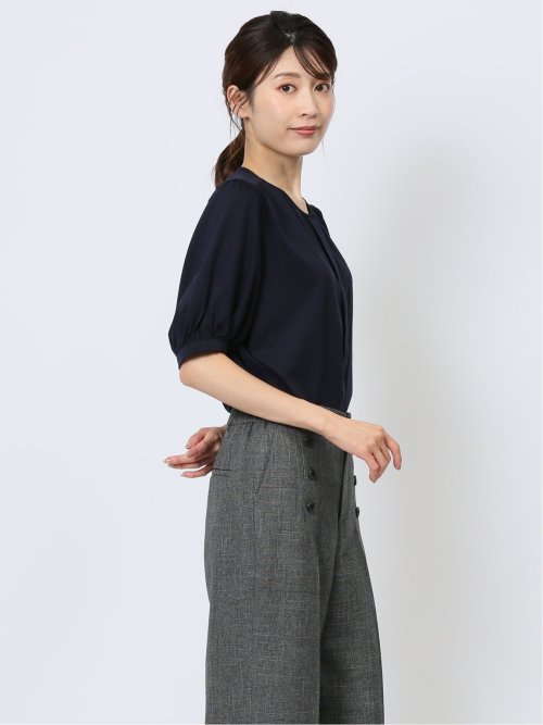 比翼 クルーネック 半袖ブラウソー