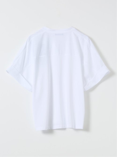 Tシャツ プルオーバー レディース 半袖 接触冷感 無地 スキッパー バンドカラー ダブルポケット