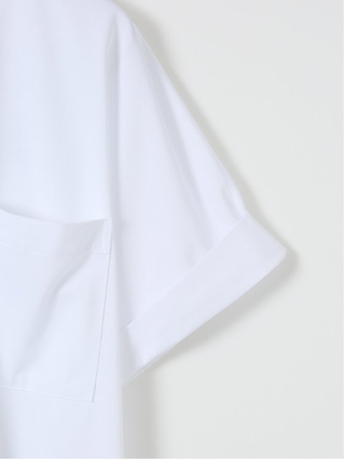 Tシャツ プルオーバー レディース 半袖 接触冷感 無地 スキッパー バンドカラー ダブルポケット
