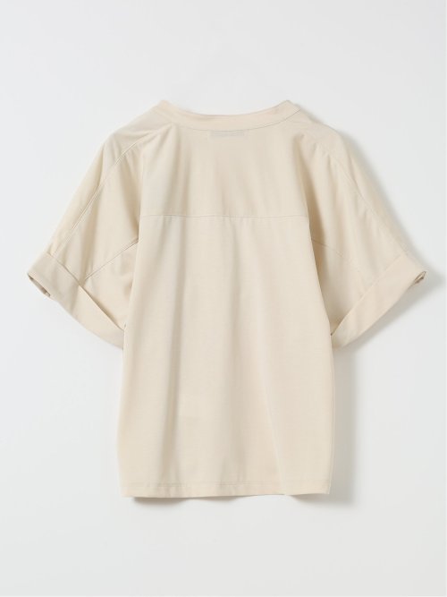 Tシャツ プルオーバー レディース 半袖 接触冷感 無地 スキッパー バンドカラー ダブルポケット