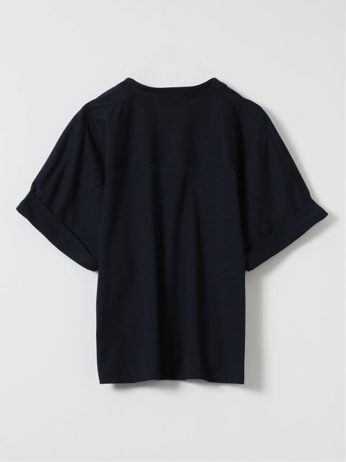 Tシャツ プルオーバー レディース 半袖 接触冷感 無地 スキッパー バンドカラー ダブルポケット
