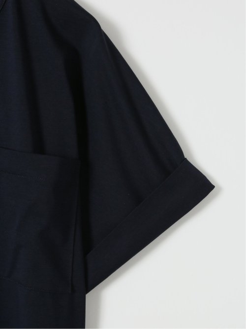 Tシャツ プルオーバー レディース 半袖 接触冷感 無地 スキッパー バンドカラー ダブルポケット