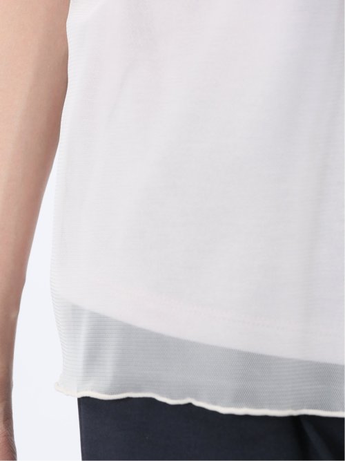 チュール ギャザーネック半袖プルオーバー