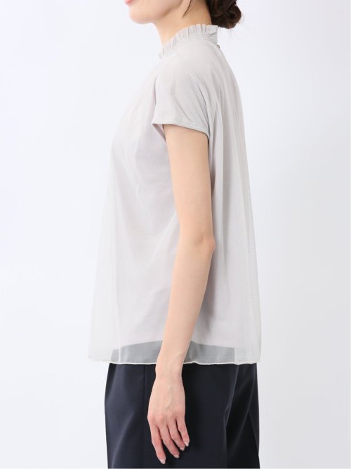 チュール ギャザーネック半袖プルオーバー