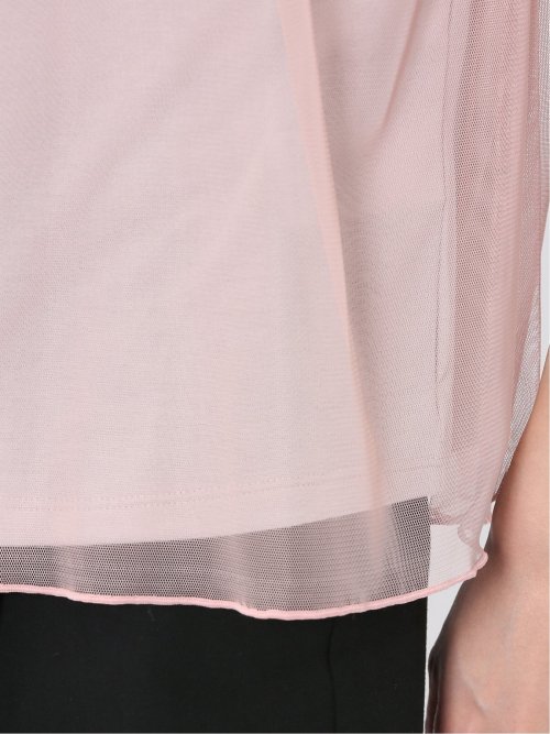 チュール ギャザーネック半袖プルオーバー