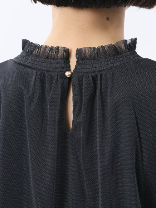 チュール ギャザーネック半袖プルオーバー
