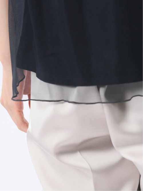 チュール ギャザーネック半袖プルオーバー