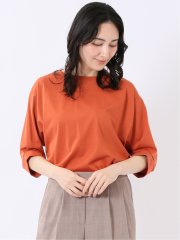 接触冷感 袖タック クルーネック プルオーバー