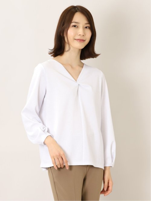 ラメポンチ ねじりVネック 長袖プルオーバー