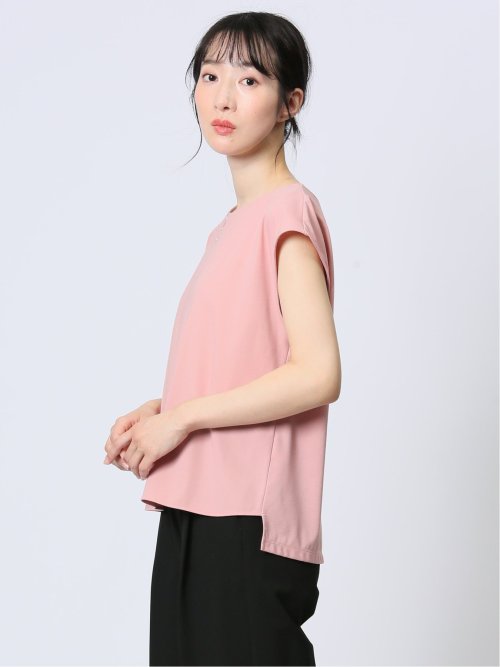 接触冷感 フェイクパール付きプルオーバー