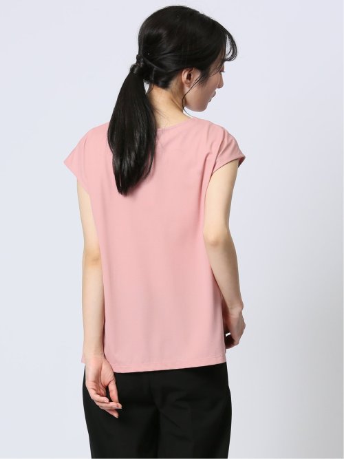 接触冷感 フェイクパール付きプルオーバー