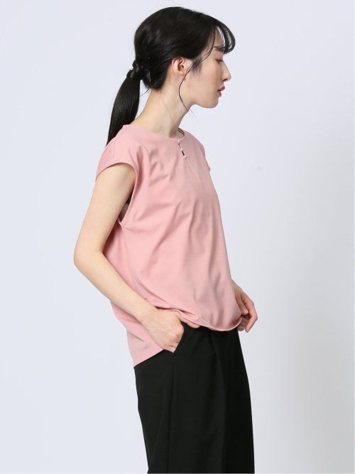 接触冷感 フェイクパール付きプルオーバー