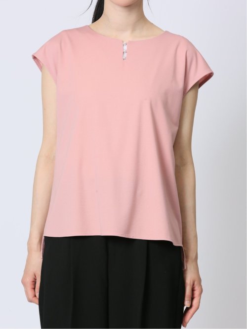 接触冷感 フェイクパール付きプルオーバー