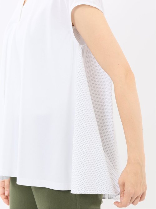 布帛切替 バックフレア 半袖プルオーバー