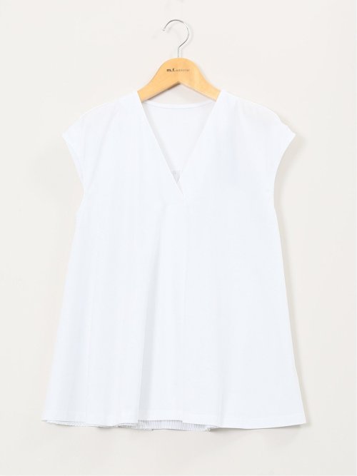 布帛切替 バックフレア 半袖プルオーバー