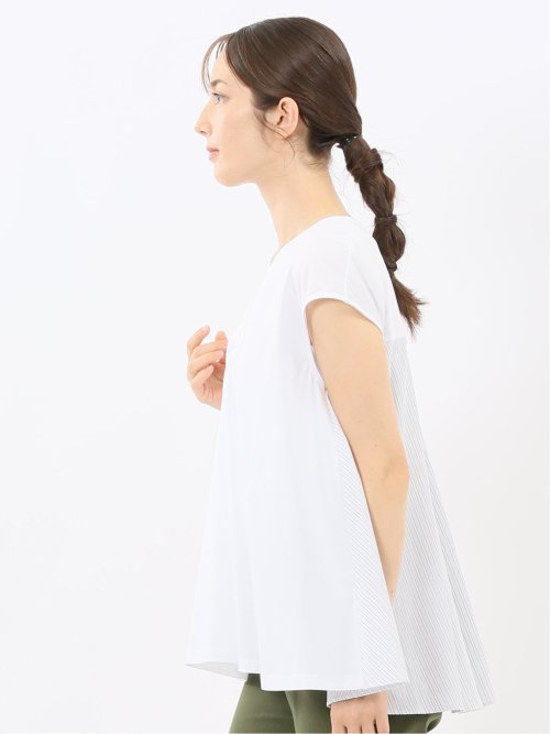 布帛切替 バックフレア 半袖プルオーバー