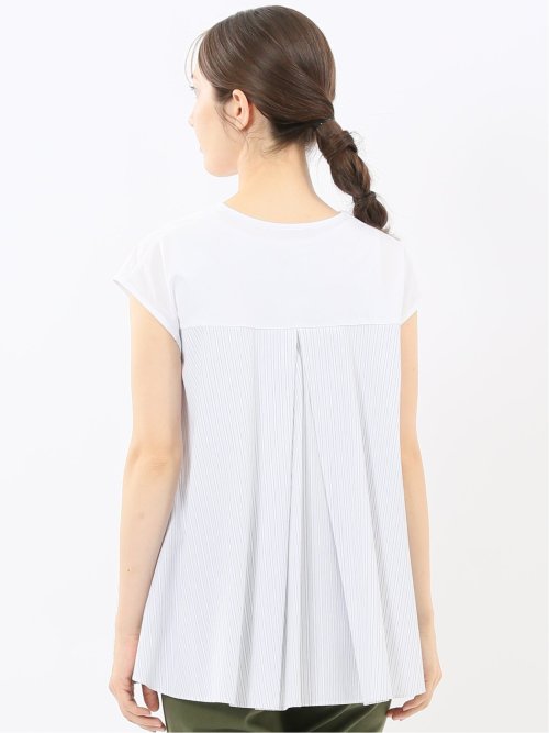 布帛切替 バックフレア 半袖プルオーバー