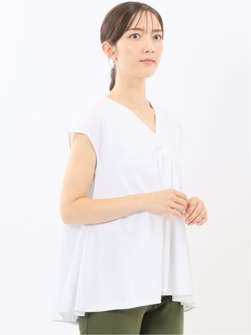 布帛切替 バックフレア 半袖プルオーバー