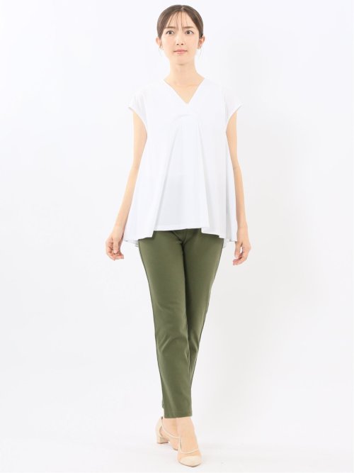 布帛切替 バックフレア 半袖プルオーバー