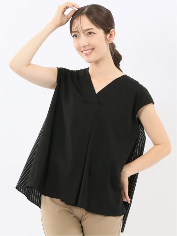 布帛切替 バックフレア 半袖プルオーバー