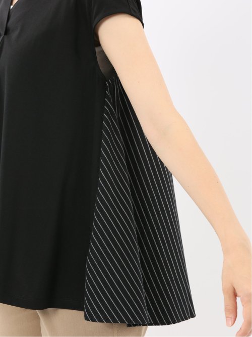 布帛切替 バックフレア 半袖プルオーバー