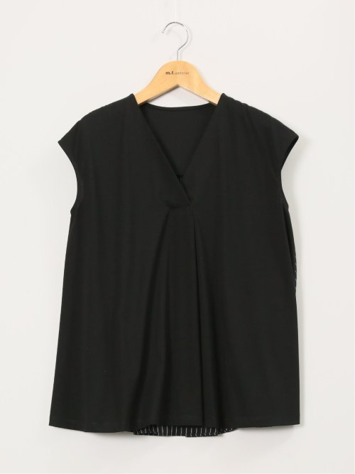 布帛切替 バックフレア 半袖プルオーバー