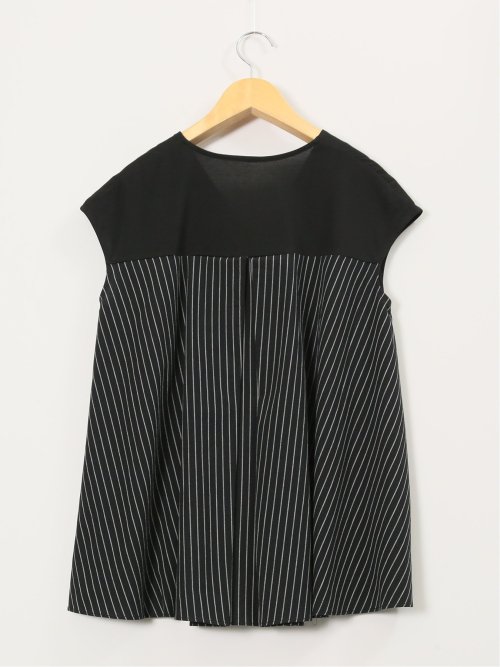 布帛切替 バックフレア 半袖プルオーバー