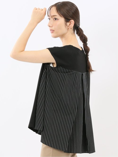 布帛切替 バックフレア 半袖プルオーバー